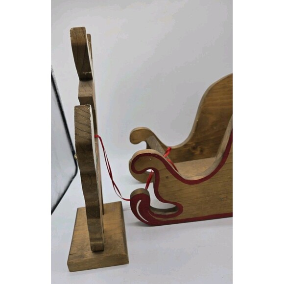 Vintage Wooden Christmas Reindeer & Sleigh Set Holiday Xmas Wooden Decor *AS IS* - Picture 11 of 16